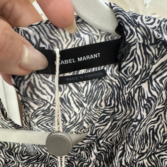 Isabel Marant Etoile Women's Ghita Printed Jersey Dress - Ecru/Black NWT M - Picture 4 of 8